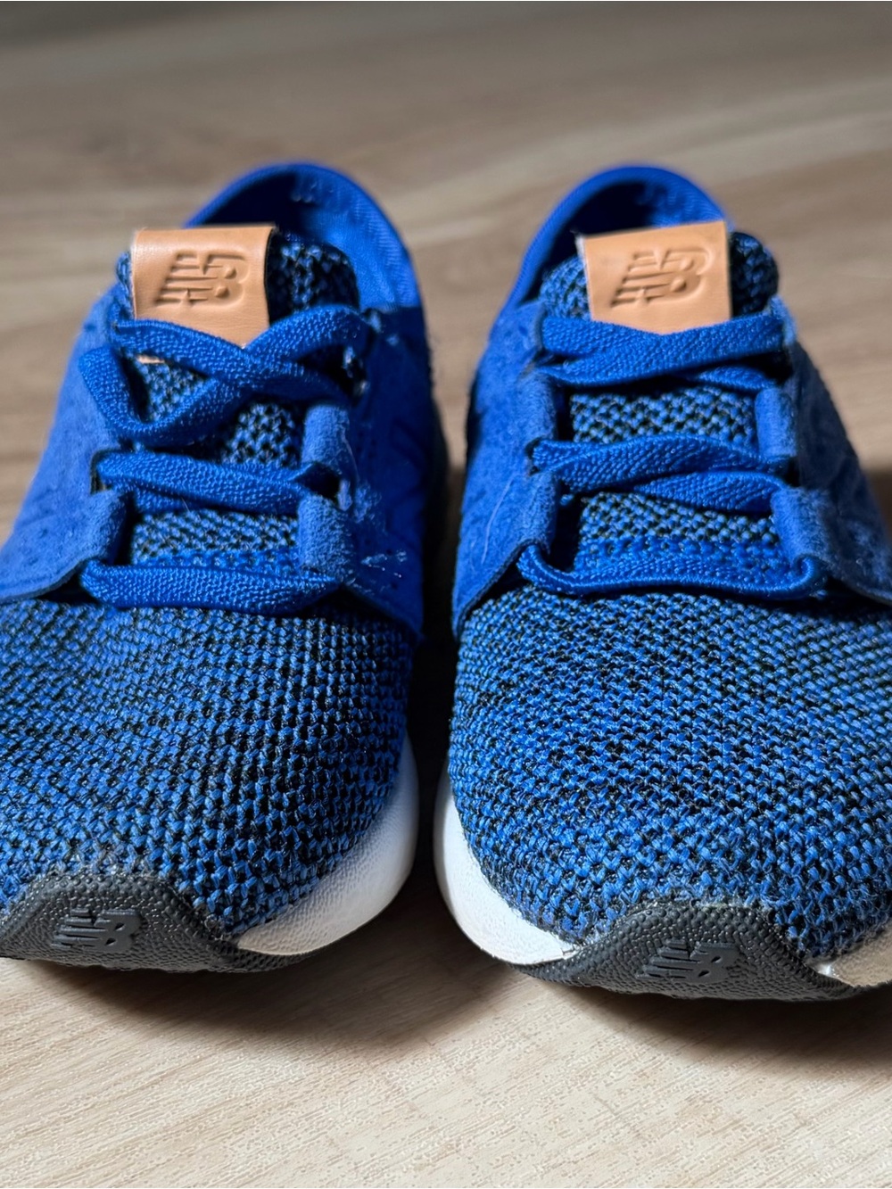 New Balance Kids Royal Blue Knit Sneakers with Tan Logo Tab
